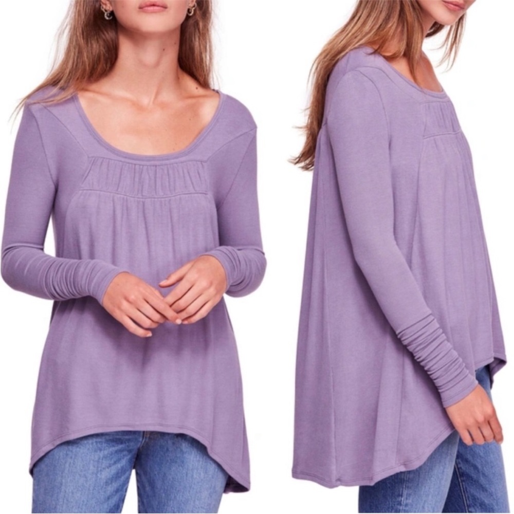 Free People Love Valley Lilac Lightweight Long Sleeve Top